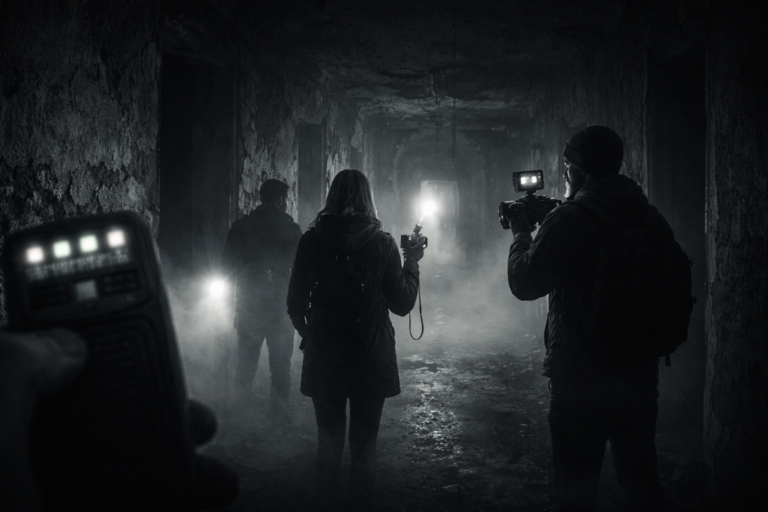 Small group participating in paranormal investigation